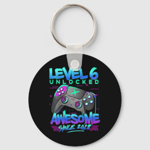 Kids Level 6 Unlocked 6 Years Old Boy Birthday Gif Keychain