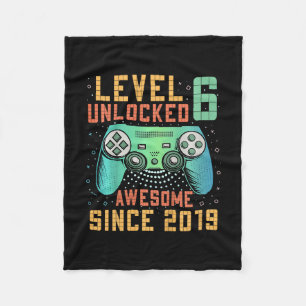 Kids Level 6 Unlocked 6th Birthday 6 Year Old Boy  Fleece Blanket