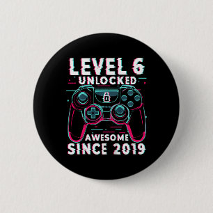 Kids Level 6 Unlocked Video Game 6th Birthday Game 2 Inch Round Button