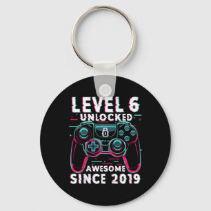 Kids Level 6 Unlocked Video Game 6th Birthday Game Keychain