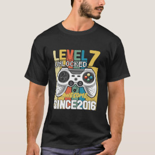 Kids Level 7 Unlocked Awesome Since 2016 7th T-Shirt