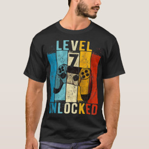 Kids Level 7 Unlocked Video 7 Year Old 7th Birthda T-Shirt