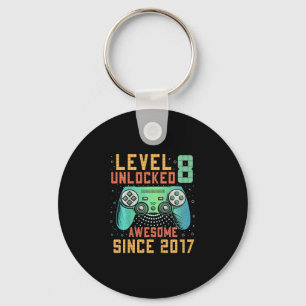 Kids Level 8 Unlocked 8th Birthday 8 Year Old Boy  Keychain