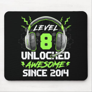 Kids Level 8 Unlocked Awesome Since 2014 8th Birth Mouse Pad