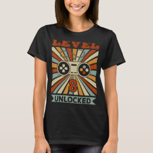 Kids Level 8 Unlocked Video Gamer 8th Birthday T-Shirt