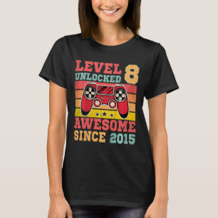 Kids Level 8 Unlocked Vintage Video Game 8th Birth T-Shirt