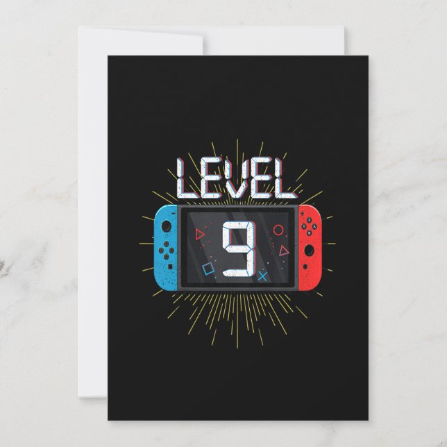 Kids Level 9 Birthday Boy 9 Year Old Video Games G Save The Date (Front)