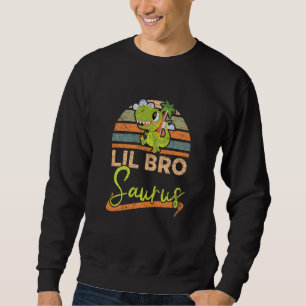 Kids Lil Bro Saurus Brother Brotherly Dinosaur Sweatshirt