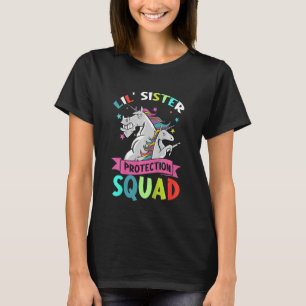 Kids Lil Sister Protection Squad Unicorn Bro Desig T-Shirt