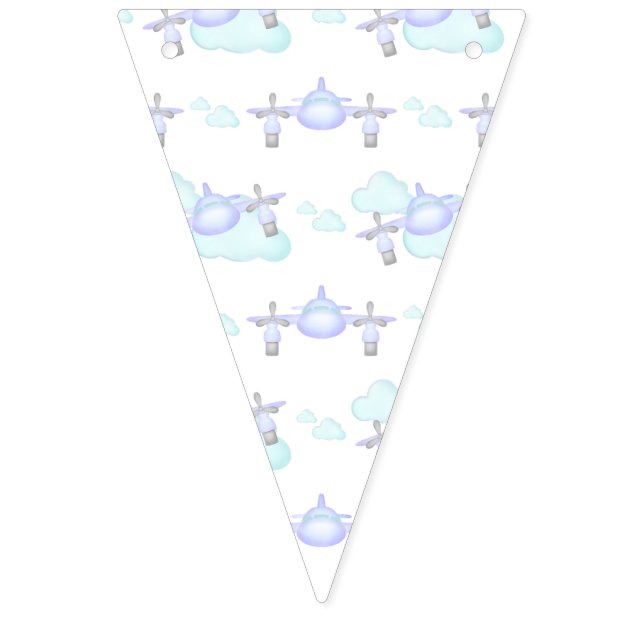 Kids Lilac Airplane Flying Aviation Birthday Bunting Flags (First Flag)