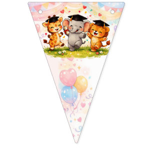 Kids Lion Elephant Giraffe Safari Graduation Bunting Flags