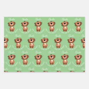 Kids Lion Roar-Some Personalized Wrapping Paper Sheet