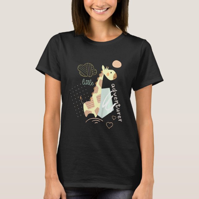 Kids Little Adventurer Giraffe Graphic T-Shirt (Front)
