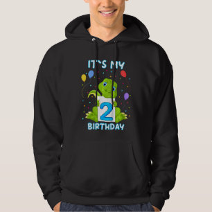 Kids Little Crocodile Aligator 2nd Birthday My Bir Hoodie
