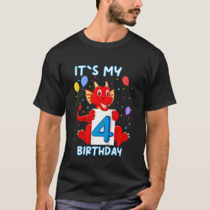 Kids Little Dragon 4th Birthday My Birthday T-Shirt