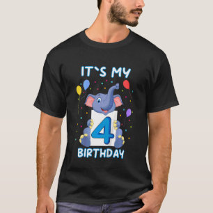 Kids Little Elephant 4th Birthday My Birthday T-Shirt