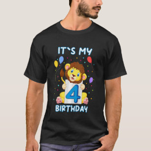 Kids Little Lion 4th Birthday My Birthday T-Shirt