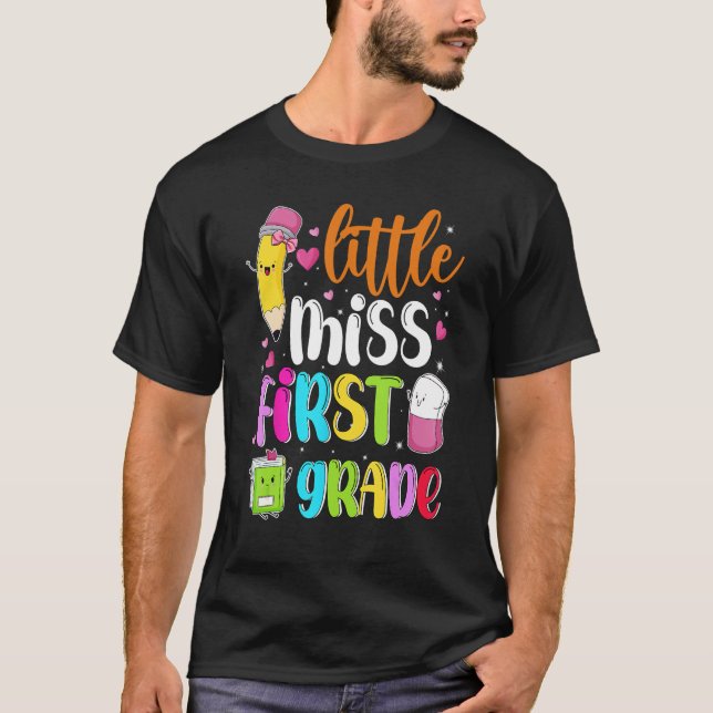Kids Little Miss First Grade Shirt Back To School  (Front)