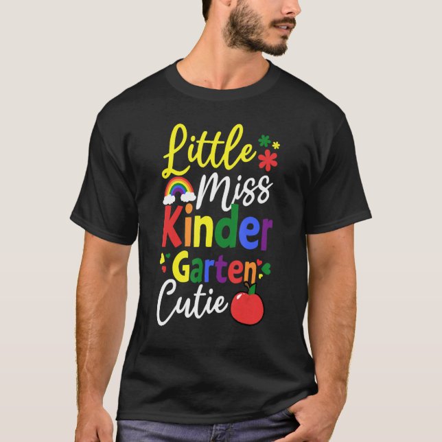 Kids Little Miss Kindergarten Cutie First Day Of S T-Shirt (Front)