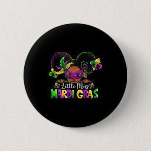 Kids Little Miss Mardi Gras Afro 2 Inch Round Button