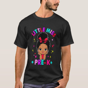 Kids Little Miss Pre-K Black Girl Back To School T T-Shirt