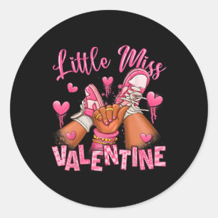 Kids Little Miss Valentine Afro Sneakers Valentine Classic Round Sticker