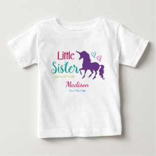 Kids Little Sister Unicorn Pretty Colourful Sister Baby T-Shirt