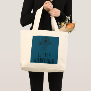 Kids Little Wildflower Girl Daughter Cute Mom Large Tote Bag