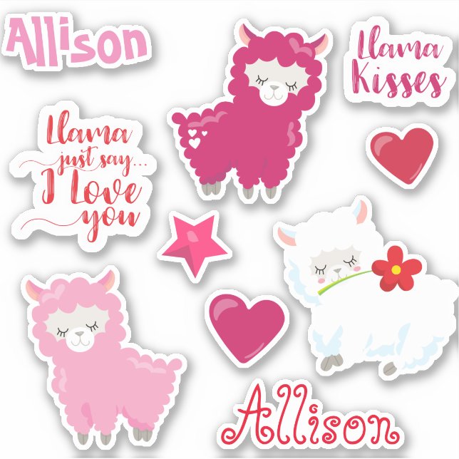 Kids Llama Love  Personalized Fun set (Front)