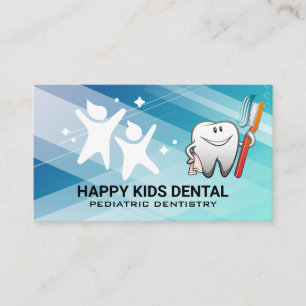 Kids Logo   Dental Tooth and Brush Cartoon Business Card