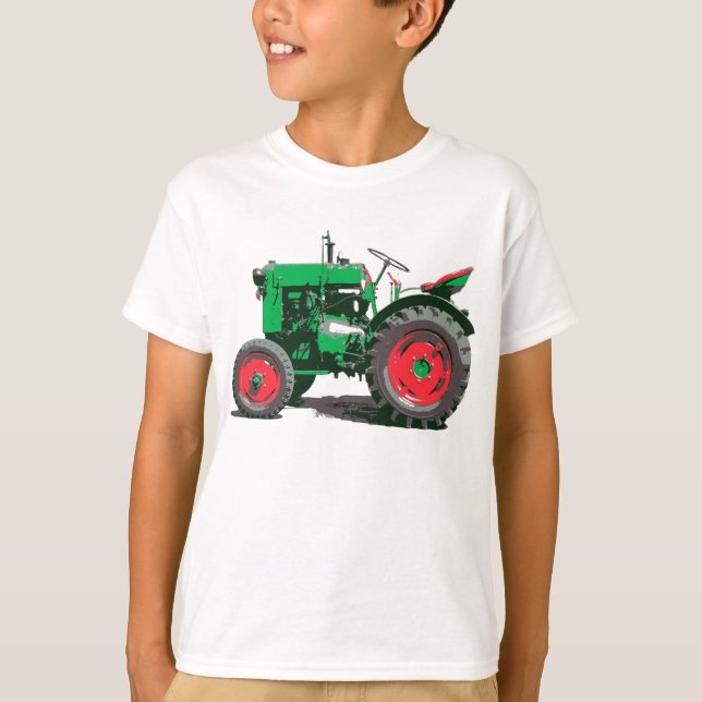 Kids Love A Big Green Tractor T-Shirt (Front)