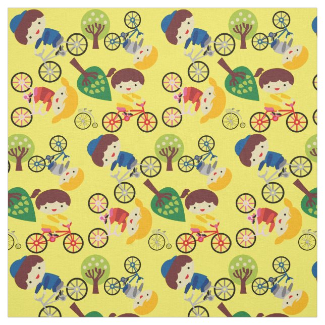Kids Love Bicycles Fabric (Swatch)