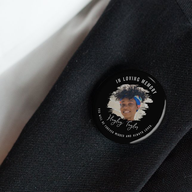 Kids Loving Memory | Brushed Effect Photo Memorial 2 Inch Round Button (Creator Uploaded)