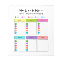 Kids Lunch Planner with Food Groups Notepad
