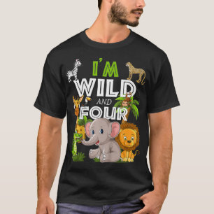 Kids 'm Wild and Four Zoo Theme Birthday Safari Ju T-Shirt