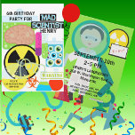 Kids Mad Scientist Science Lab Birthday Invitation<br><div class="desc">Kids who love science, laboratories, experiments, test tubes, and birthday parties will love this mad scientist theme birthday invitation as the start to their science theme birthday celebration! Features a boy scientist on back in white lab coat, microscope, test tubes, beakers, jars of brains and eyeballs, and areas you can...</div>