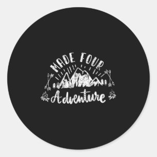 Kids Made Four Adventure 4th Birthday Camping  Classic Round Sticker