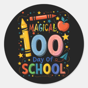 Kids Magical 100th Day Of School Funny Gift Boys G Classic Round Sticker
