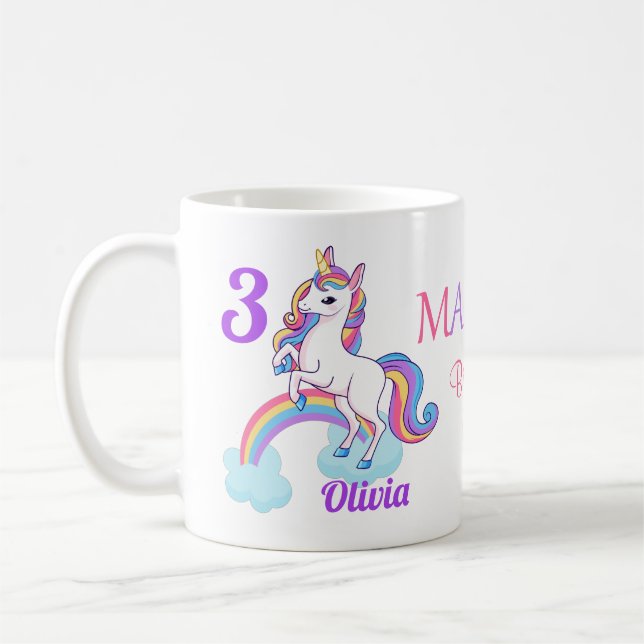Kids Magical 3rd Birthday Unicorn Mug (Left)