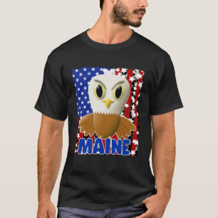 Kids Maine Bald Eagle  Proud American Flag Boys Gi T-Shirt
