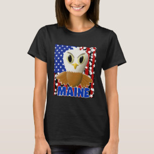 Kids Maine Bald Eagle  Proud American Flag Boys Gi T-Shirt