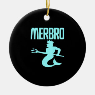 Kids Majestic Merbro Swimming Merman Design Ceramic Ornament