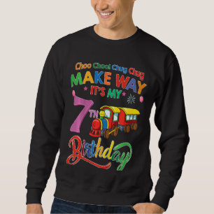 Kids Make Way It's My 7th Birthday Train Birthday Sweatshirt