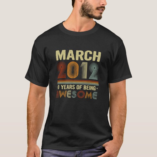Kids March 2012 9 Years Of Being Awesome Cool 9Th  T-Shirt (Front)