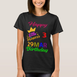 Kids March Girls Birthday 29 March 3rd Anniversary T-Shirt