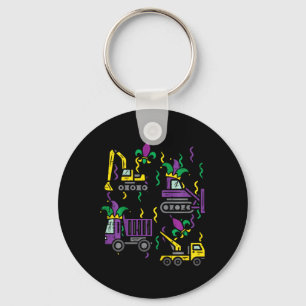 Kids Mardi Gras Construction Truck Cute Vehicle Bo Keychain