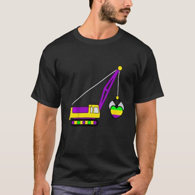 Kids Mardi Gras Heart Crane Lifting Carnival Masqu T-Shirt (Front)