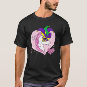 Kids Mardi Gras Unicorn Cute Jester Carnival Masqu T-Shirt
