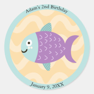 Kids Marine Fish Under the Sea Birthday Classic Round Sticker
