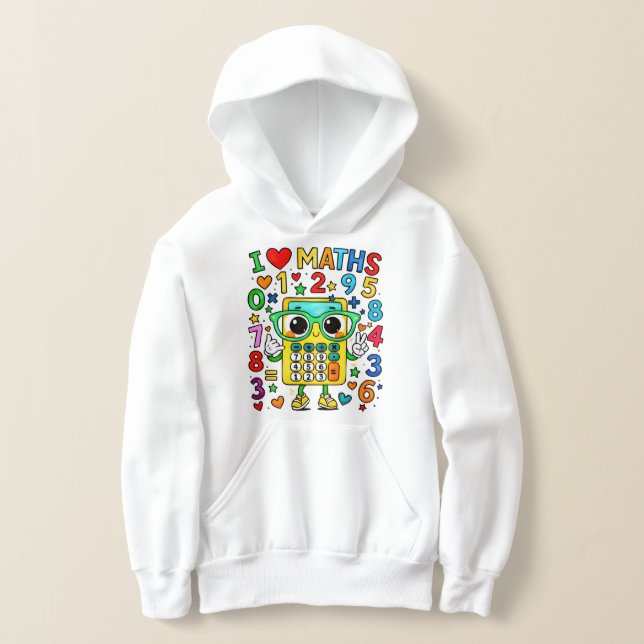 Kids Maths Numbers Hoodie | I Love Maths (Laydown)